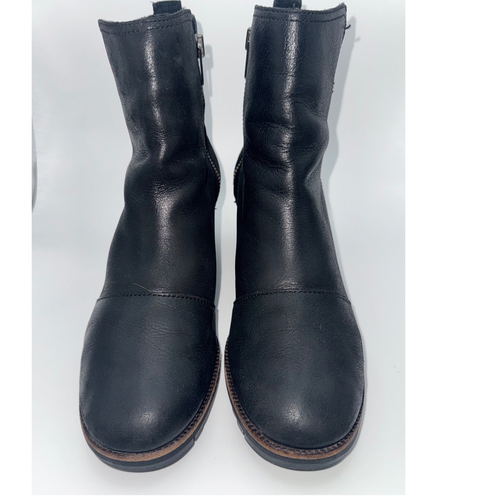 Sorel Cate Bootie Black Leather Suede Ankle Boots NL3381-010 Womens 8